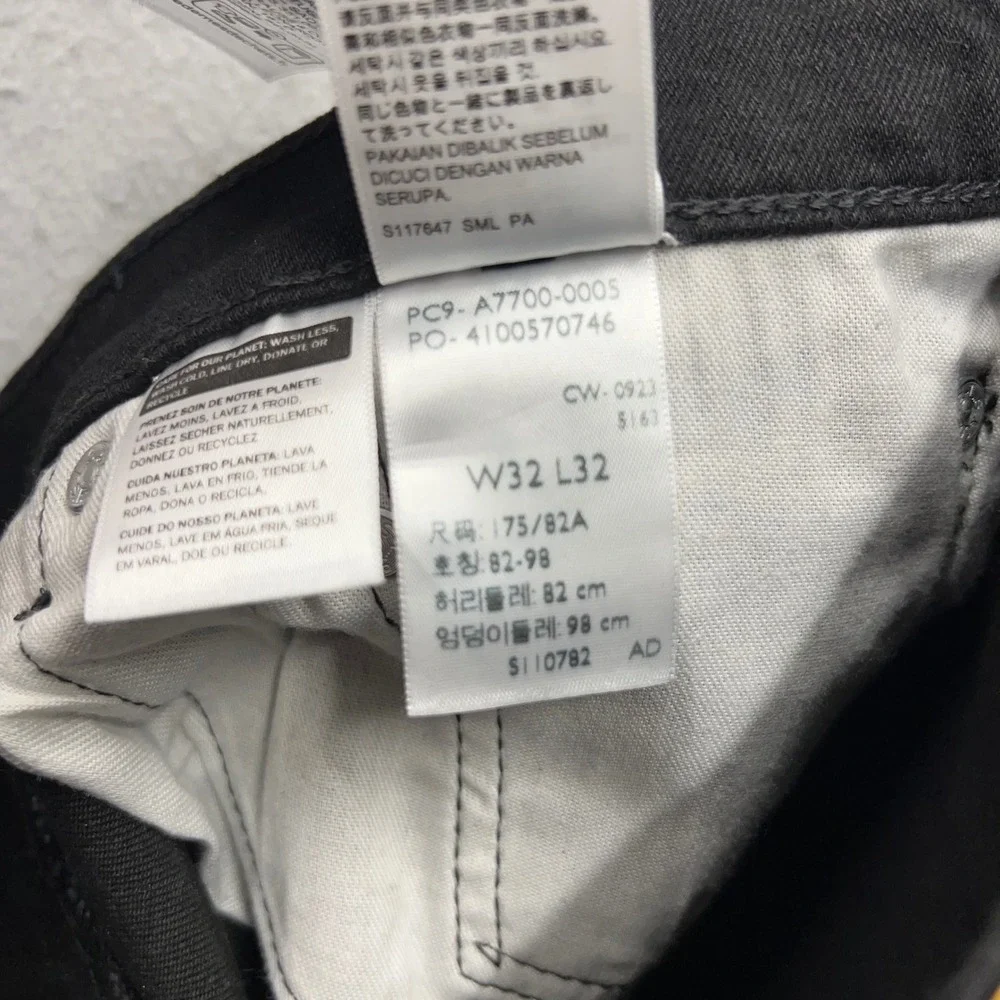Levis 506 Straight Leg Jeans Mens W32 L32 Black Dark Gray Stretch A7700-0005‎